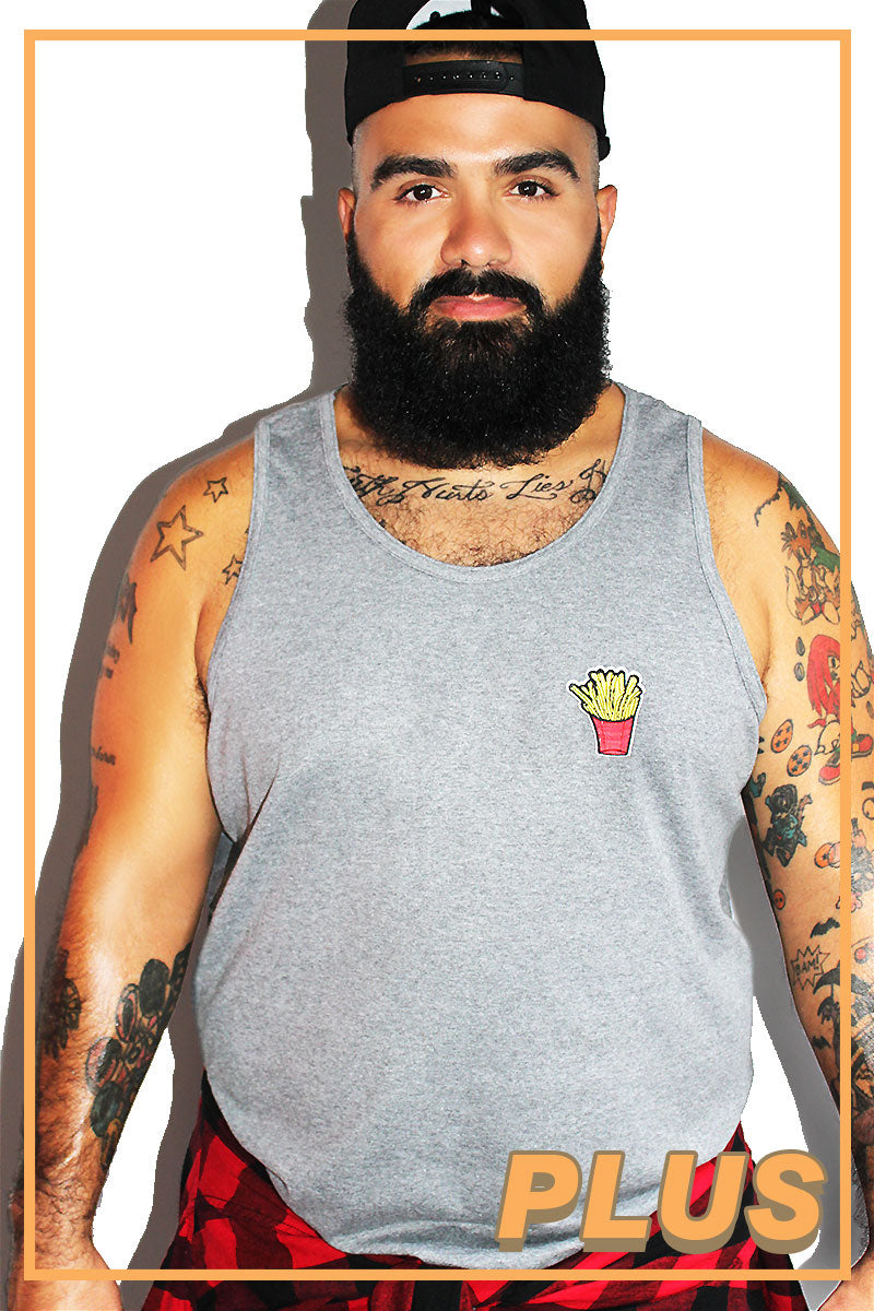 PLUS: Fries Racerback Tank-Medium Charcoal