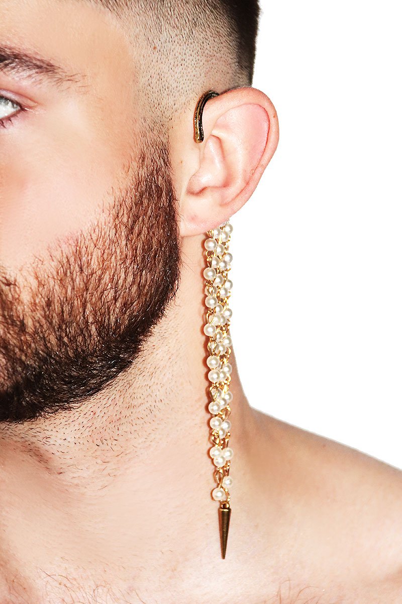 On the Pearl Fringe Single Ear Hook- Gold