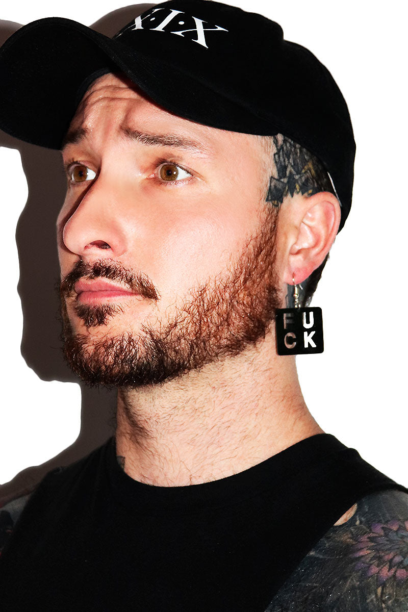 Fuck Acrylic Single Earring - Black