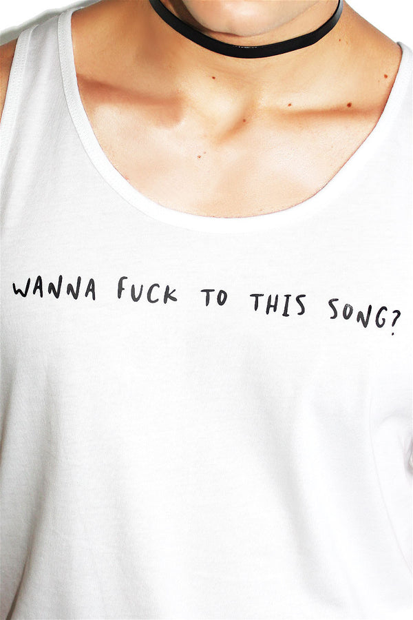 Fuck To This Song Racerback Tank in White