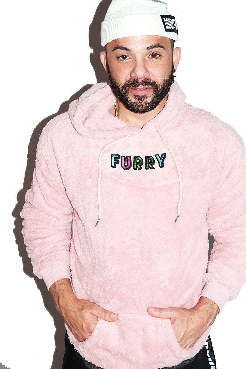 Furry Long Sleeve Hoodie-Pink
