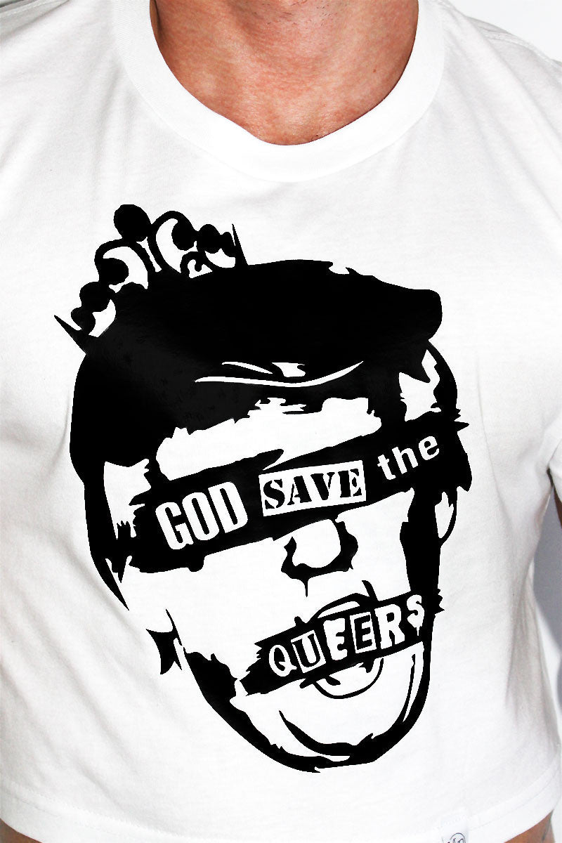 God Save The Queer Crop Tee- White