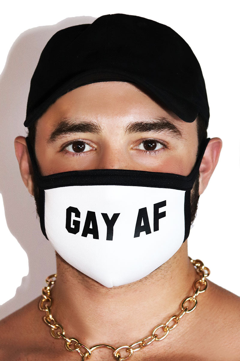 Gay AF Face Mask-White