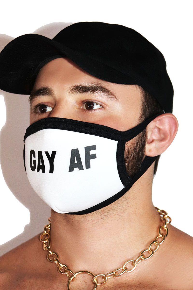 Gay AF Face Mask-White