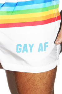 Gay AF Rainbow Board Shorts-White