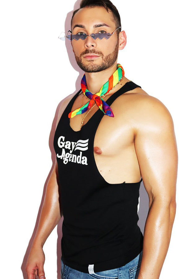 Gay Agenda String Tank in Black, view 2