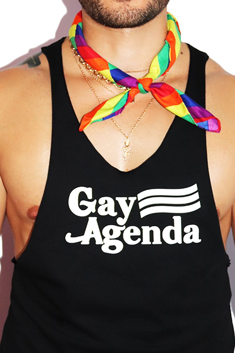 Gay Agenda String Tank- Black