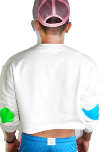 Get in Shape Crop Long Sleeve Sweatshirt-White