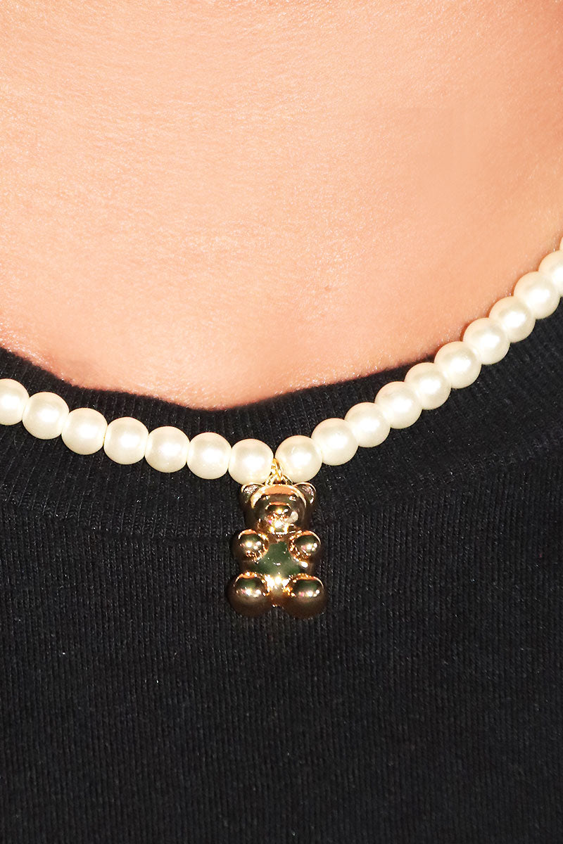 Golden Cub Pearl Necklace - Gold