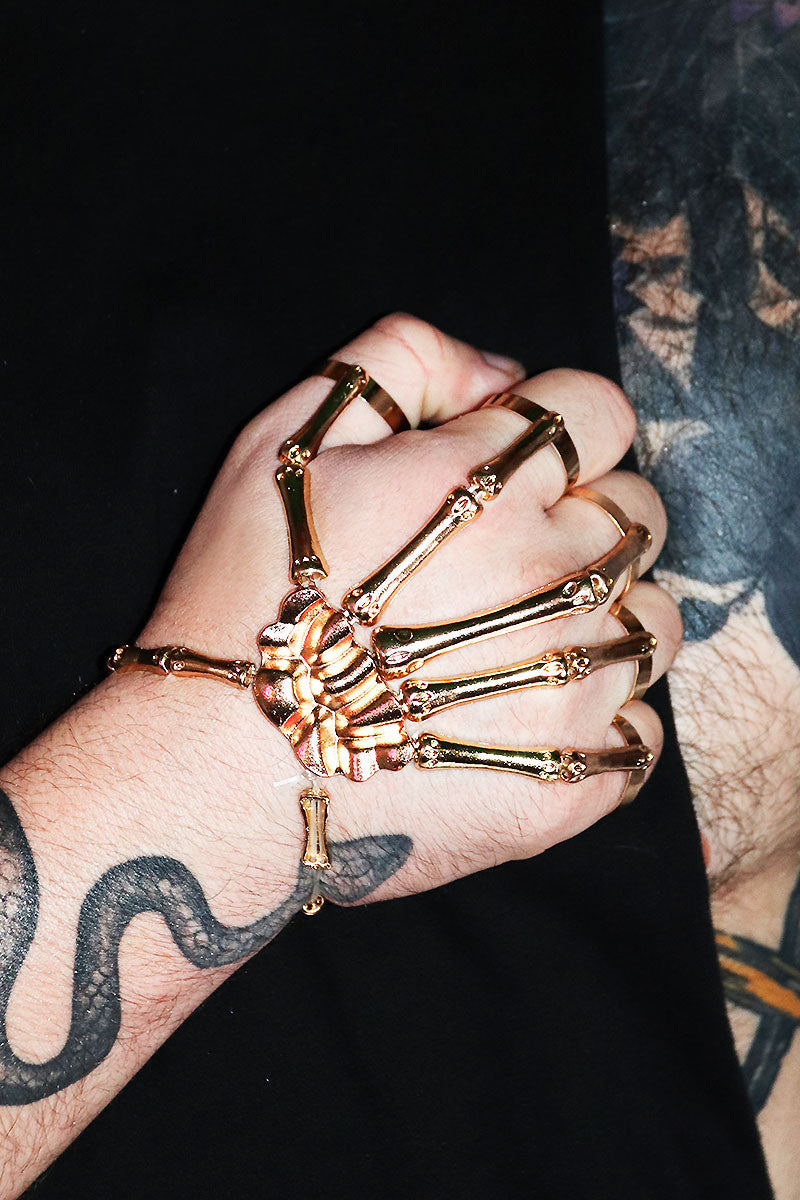Buy Skull Skeleton Hand Bracelet Ring Sets Bangle Biker Gothic Jewelry  Gifts for Women Her Silver Color Bracelet Ring Set Halloween Handmade  Online in India - Etsy