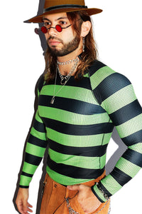 Nightmare Knit All Over Fitted Long Sleeve Tee- Green