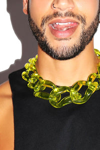 Oversize Acrylic Chain Necklace-Yellow