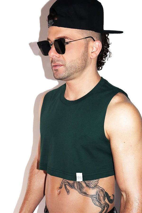 Core Extreme Crop Tank in Dark Green, view 2