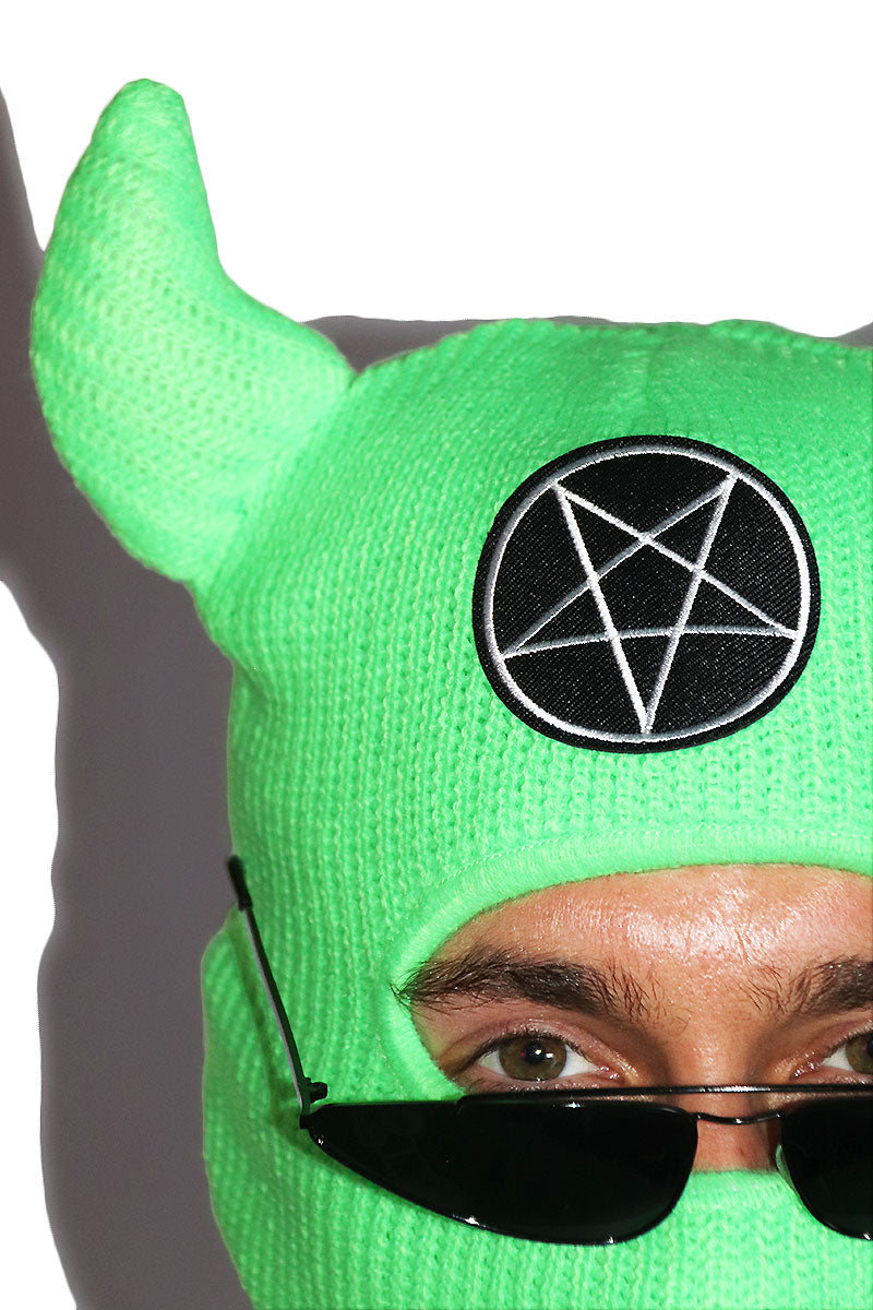 Demonic Monster Ski Mask Beanie- Neon Green