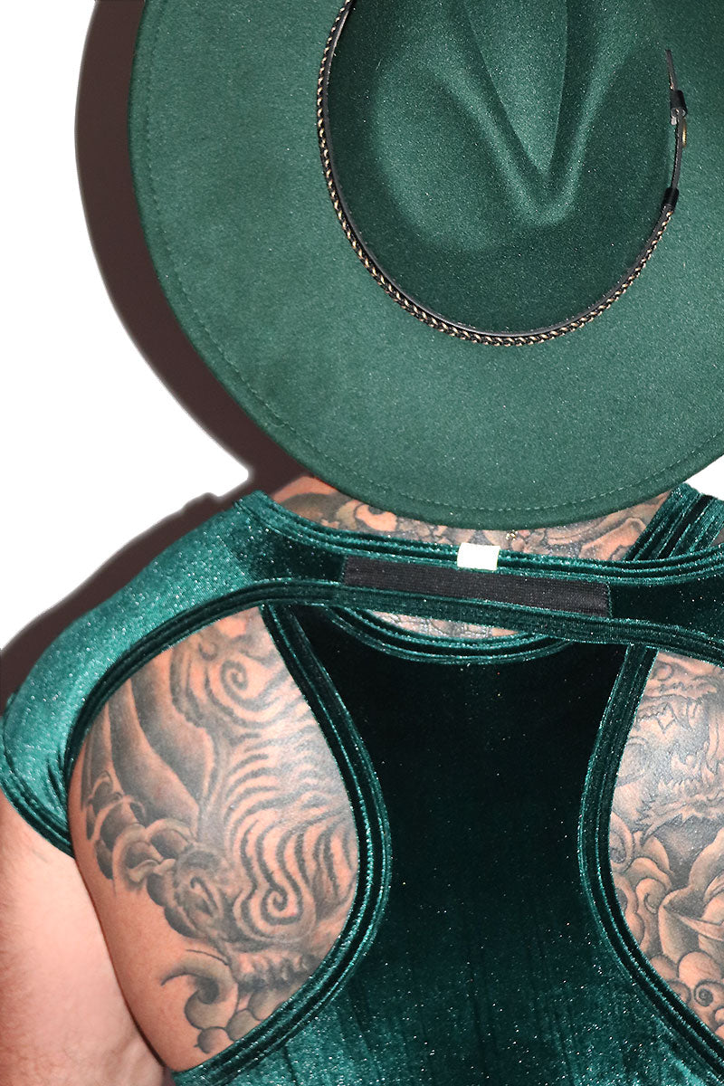 Velvet Short Sleeve Buckle Arm Guard Harness- Dark Green
