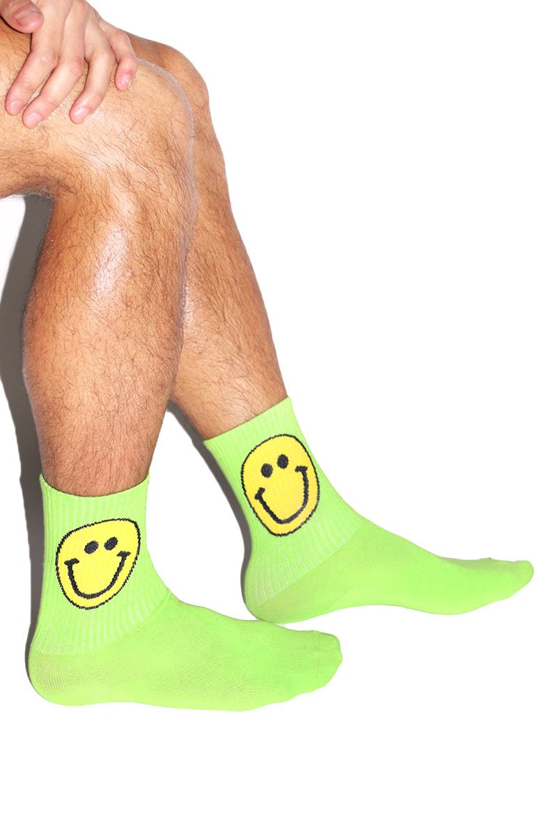 Smile Quarter Length Socks- Neon Green