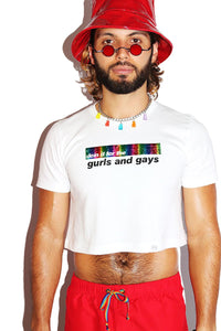 Gurls And Gays Crop Tee- White