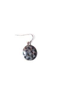 Hammered Disc Single Earring-Silver