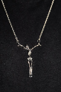 Skeleton Crucifix Necklace- Silver