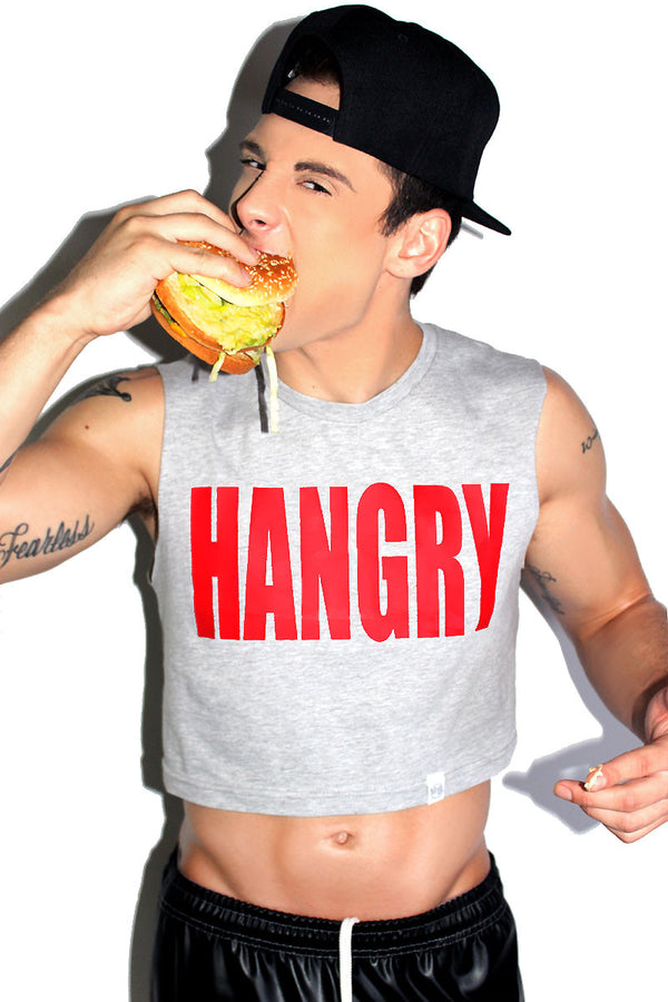 Hangry Crop Tank in Grey, view 2