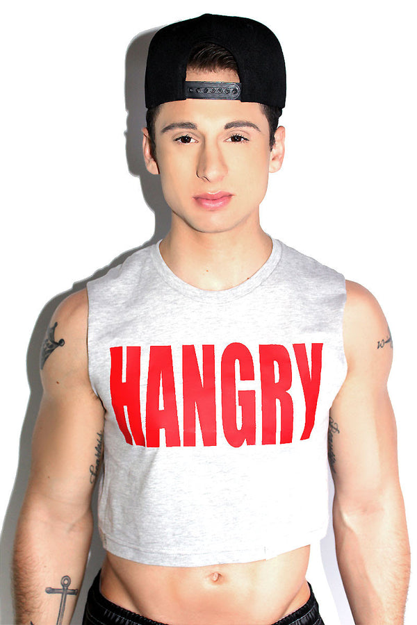 Hangry Crop Tank in Grey