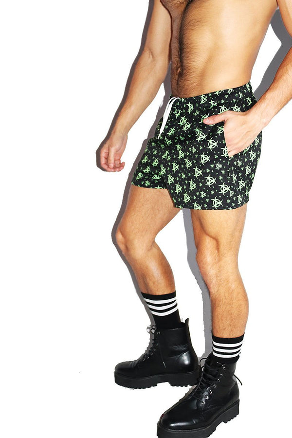 Biohazard All Over Print Active Shorts in Black, view 2