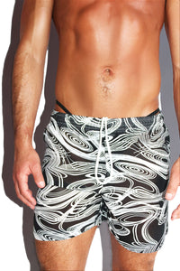 Mystic Spiral Mesh Athletic Shorts- Black