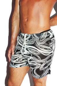 Mystic Spiral Mesh Athletic Shorts- Black
