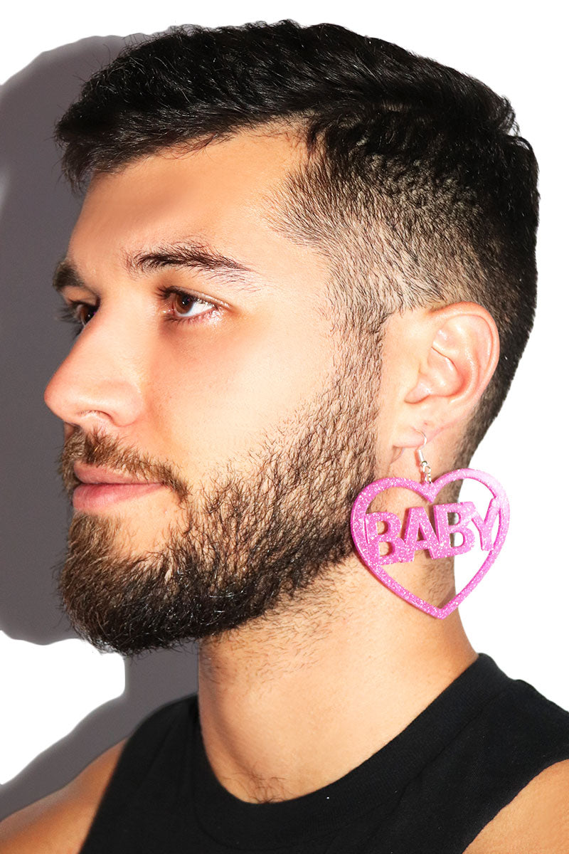 Baby Acrylic Single Earring- Pink