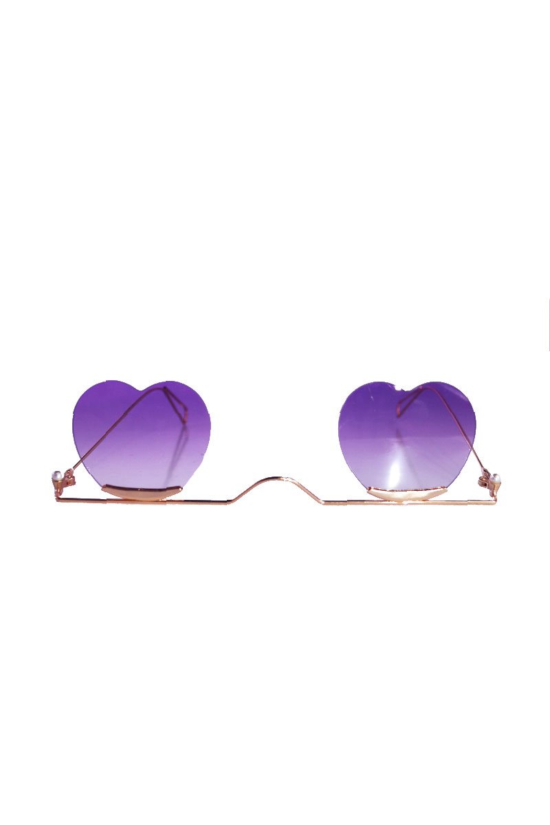 Heart on Frameless Sunglasses-Purple