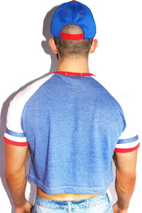 Sucker for Love Raglan Crop Tee- Blue