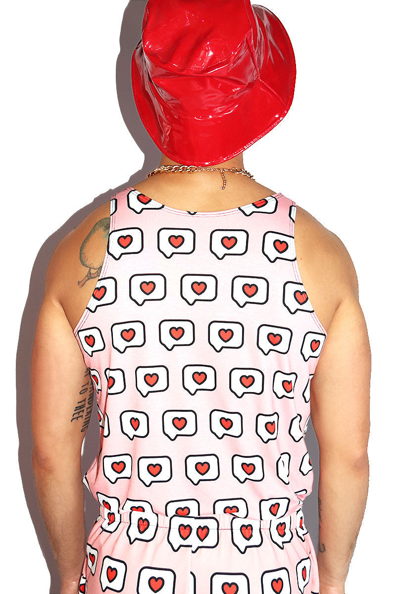 Conversation Hearts All Over Print Racerback Tank- Pink
