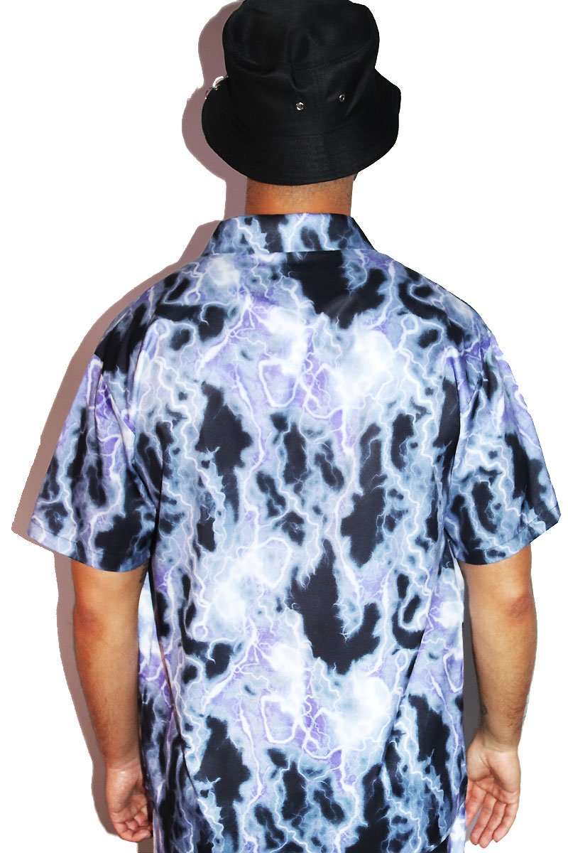 Hijacked Lightning Print Shirt - Purple