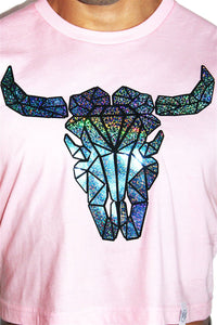 Bull Holographic Crop Tank- Pink