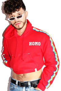 Homo Crop Hoodie-Red