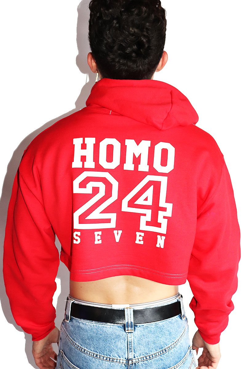 Homo Crop Hoodie-Red