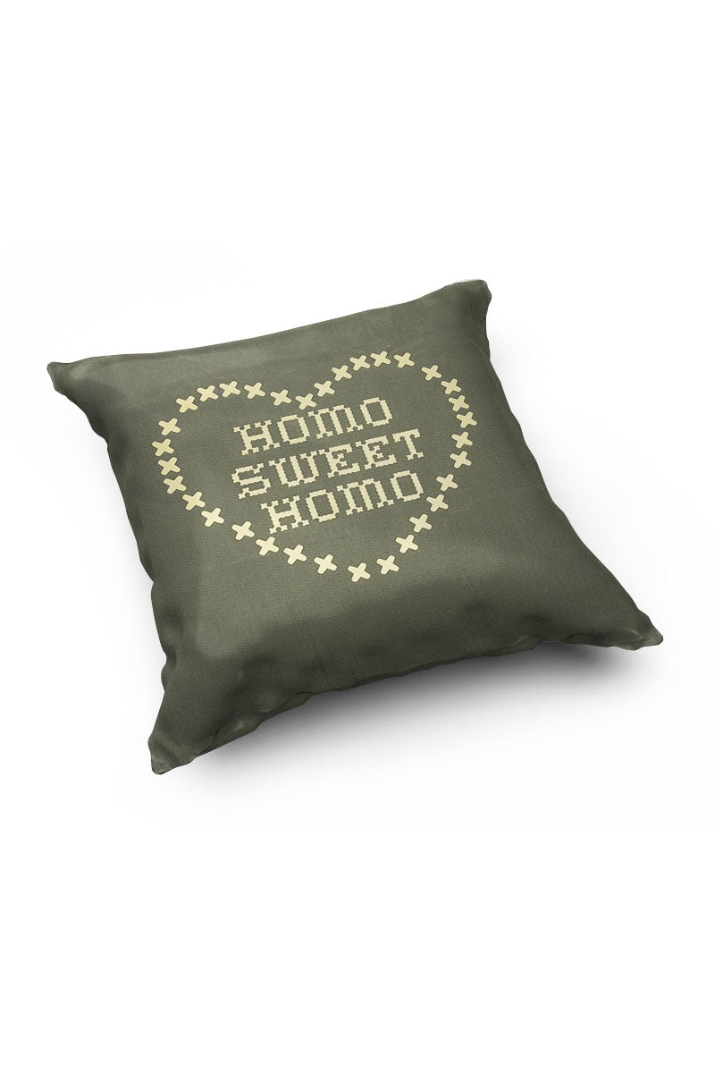 Homo Sweet Homo Throw Pillow-Sage