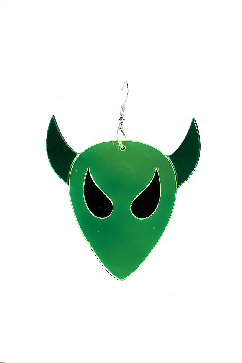 Demonic Alien Acrylic  Single Earring- Green