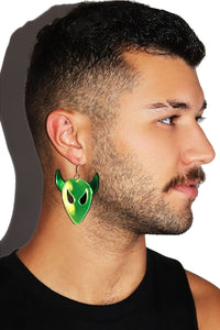 Demonic Alien Acrylic  Single Earring- Green
