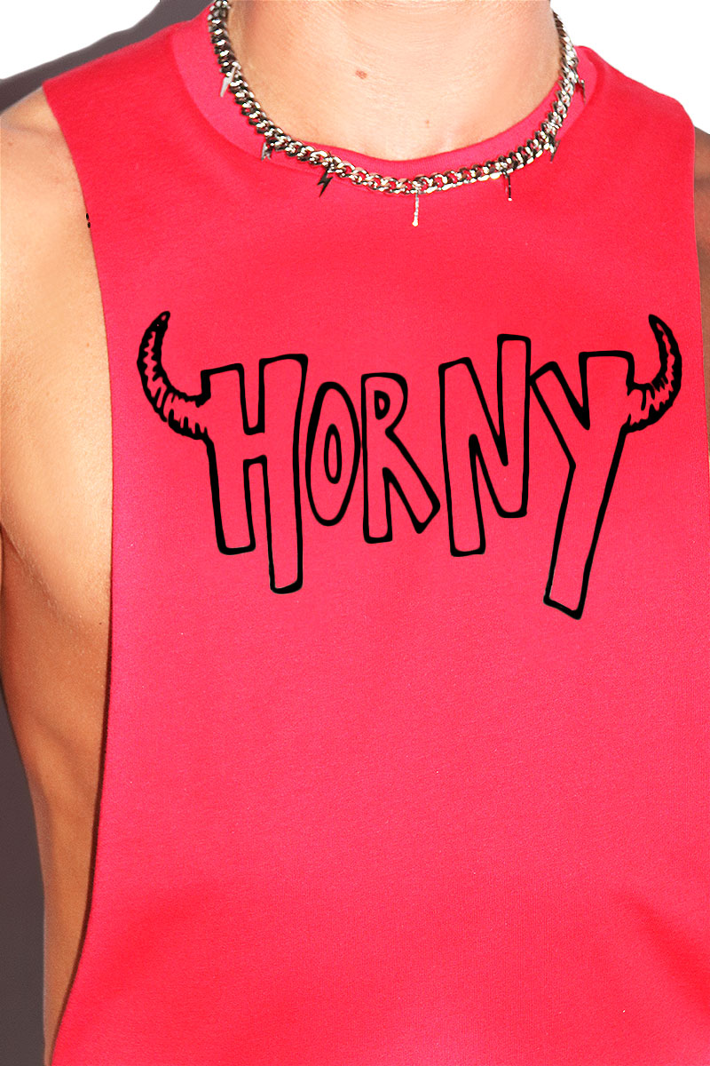 Horny Low Armhole Tank- Red