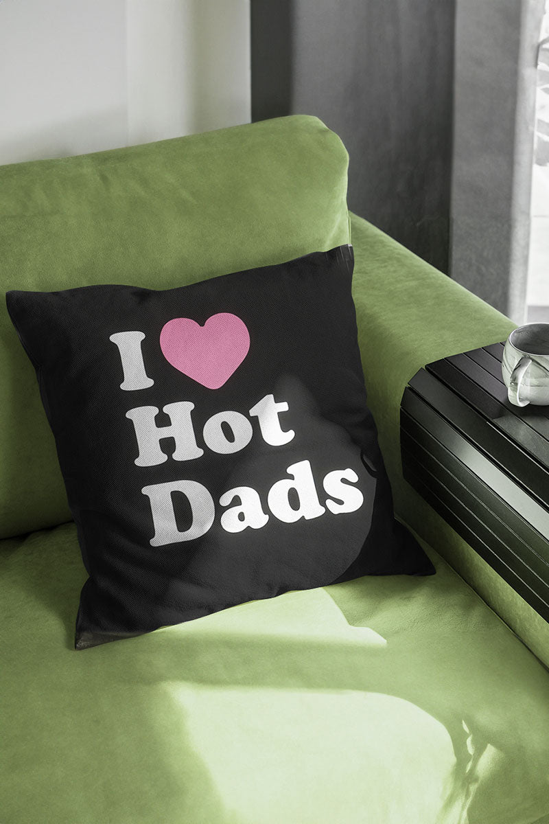 Hot Dads Throw Pillow-Black