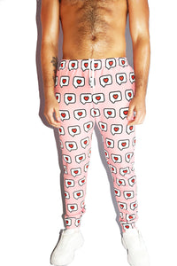 Conversation Hearts All Over Print Sweatpants- Pink