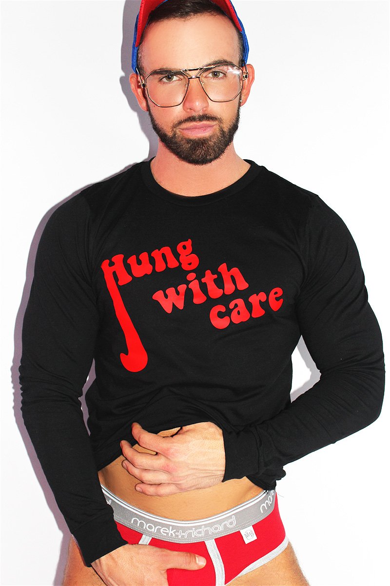 Hung with Care Long Sleeve Tee-Black