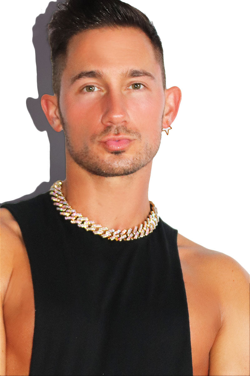Rhinestone Wheat Chain Necklace - Gold