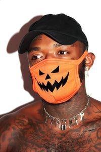Evil Pumpkin Face Mask- Orange