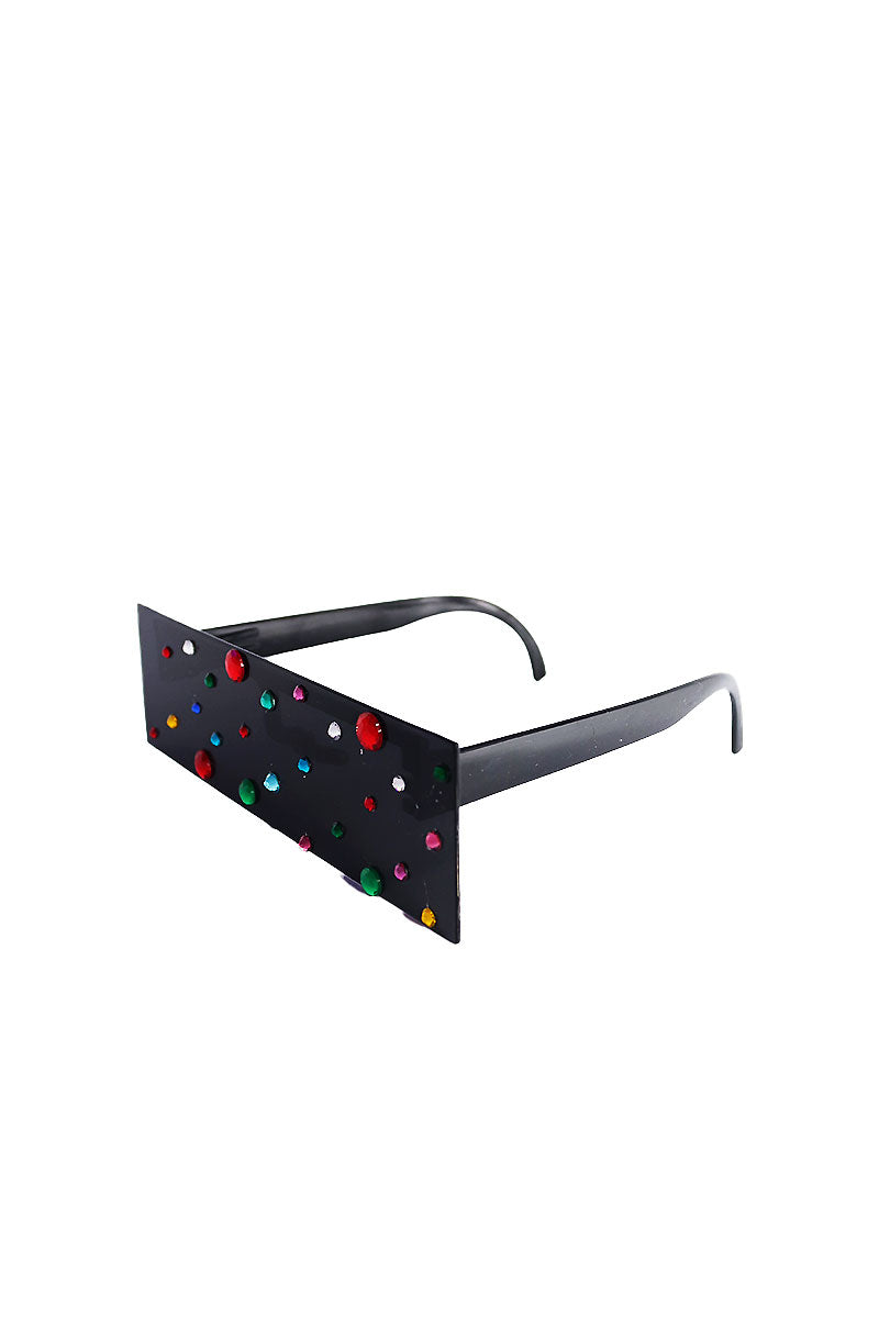 Jewel Tone Shield Sunglasses- Black