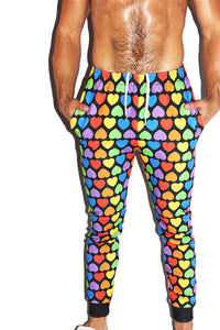 Arcade Rainbow Hearts All Over Print Sweatpants- Multi