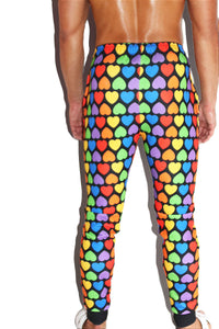 Arcade Rainbow Hearts All Over Print Sweatpants- Multi