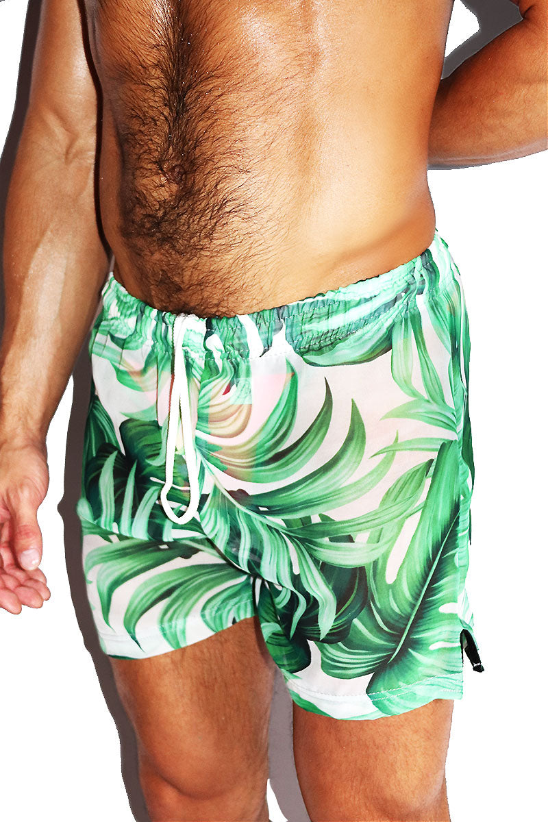 Beverly Hill Palms Mesh Athletic Shorts- Green
