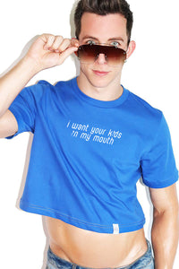 Kids In My Mouth Crop Tee-Royal Blue